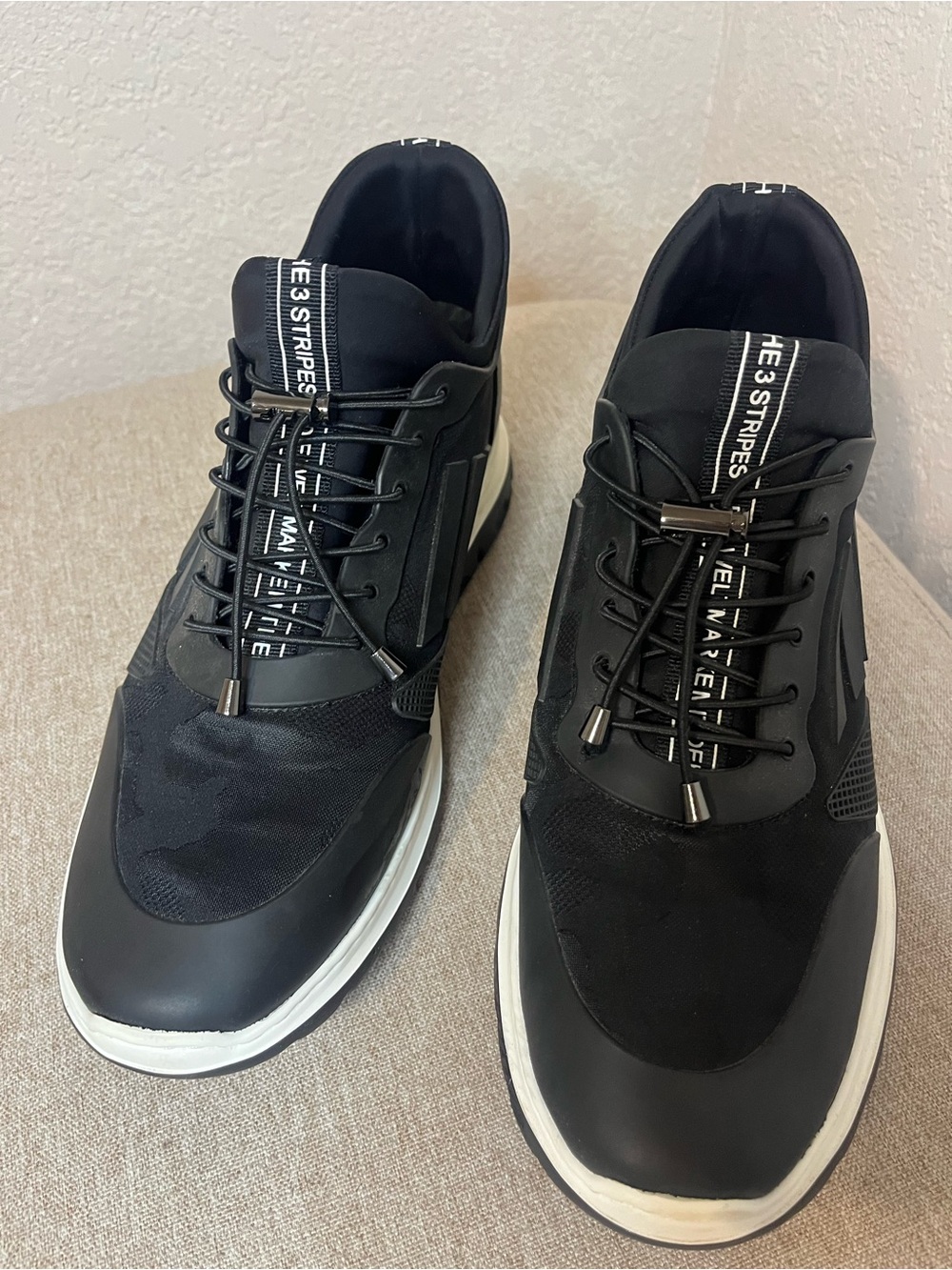 Men's CMR Chamaripa elevator sneakers Black Lace-Up with White Sole Size 8.5